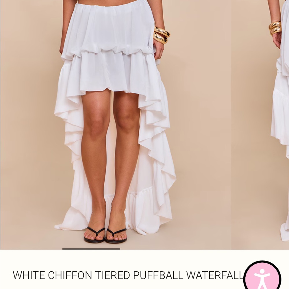 White Chiffon Tiered Skirt